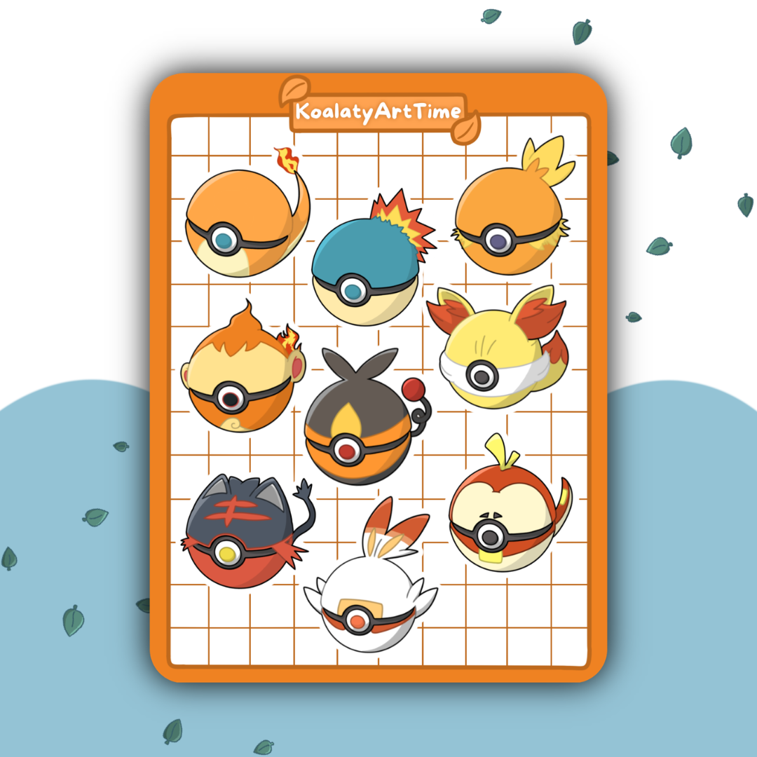 A15: Fire Monster Balls Sticker Sheet